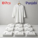 10 Pcs White Solid Punjabi Combo
