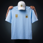Premium Argentina Fan Edition Drop Shoulder Sky Color With Cap - Image 3