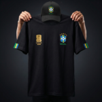 Premium Brazil Fan Edition Drop Shoulder Black Color with Cap - Image 2