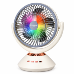 JYSUPER JY-2570 Rechargeable Stand/Table Fan with LED Light – 4 Speed Levels, 100° Auto Oscillation, 115° Tilt, Timer & Solar Panel Charging Support - Image 2
